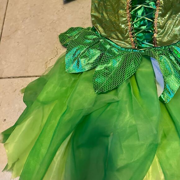 Teetot Tinker Bell Fairy Leaf Halloween Costume Wings Green Gold Child Small 5/6 - Picture 5 of 14